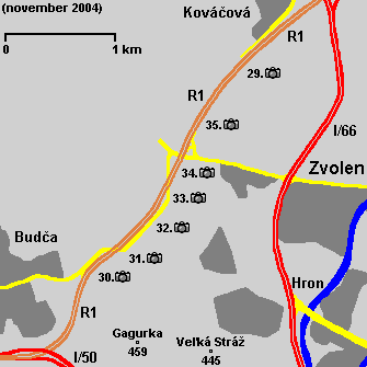 Budca - Kovacova - map