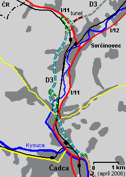 Cadca - Svrcinovec - map