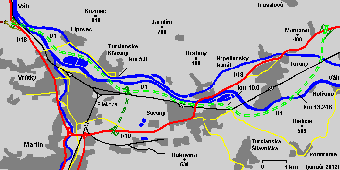 Dubna Skala-Turany - map