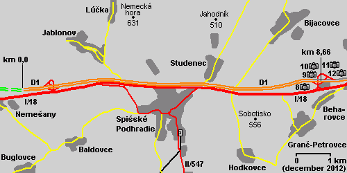 Jablonov - Studenec - Beharovce - map