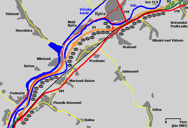 Vrtier - Hričovsk Podhradie - mapka